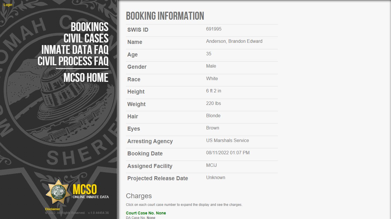 Booking Information - mcso.us